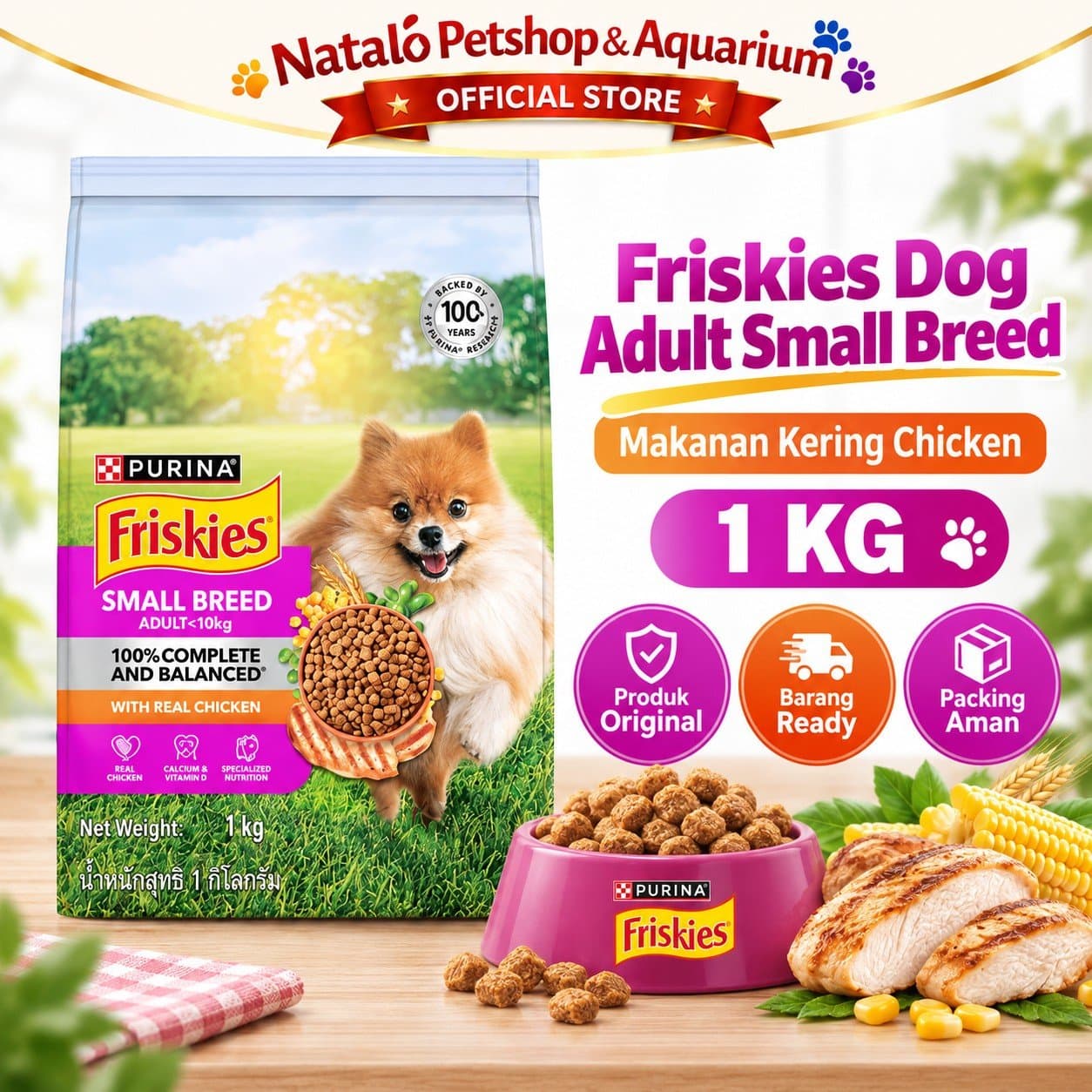 Friskies Small Breed Adult Dry Dog Food 1KG - Makanan Kering Anjing Dewasa Ras Mini 1 KG