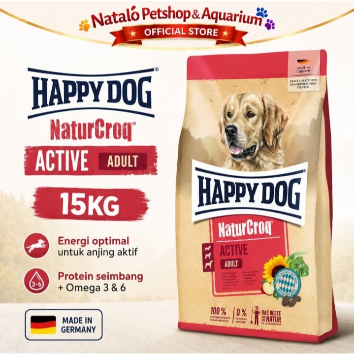 Happy Dog Naturcroq Active 15KG Medium Large Breed Adult Dog Food - Makanan Anjing Dewasa Ras Besar yang Aktif 15 KG - gambar 1