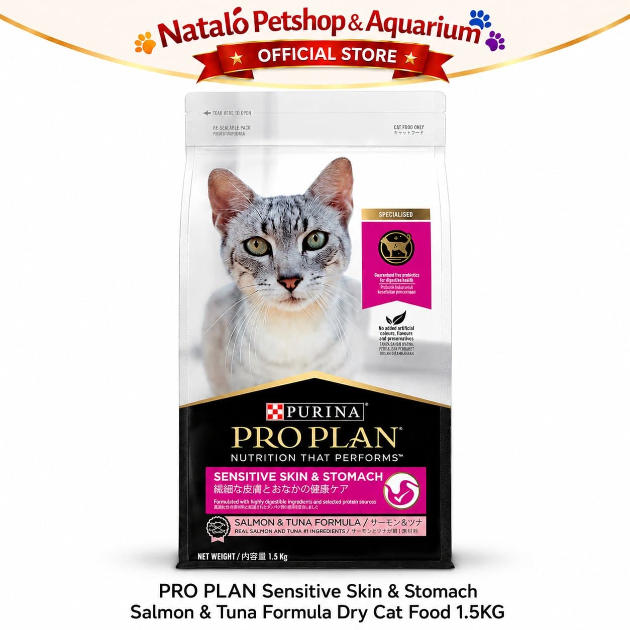 PRO PLAN Sensitive Skin & Stomach 1.5KG - Makanan Kucing Dewasa untuk Kulit dan Pencernaan Sensitif 1.5KG PROPLAN - gambar 6