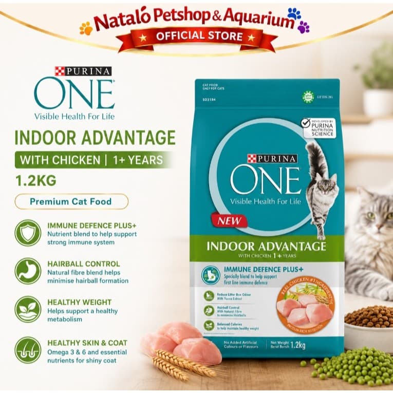 PURINA ONE Indoor Advantage with Chicken 1.2KG Adult Dry Cat Food - Makanan Kering Kucing Dewasa Dalam Rumah / Membantu Mengurangi Bau Feses 1.2 KG - gambar 2