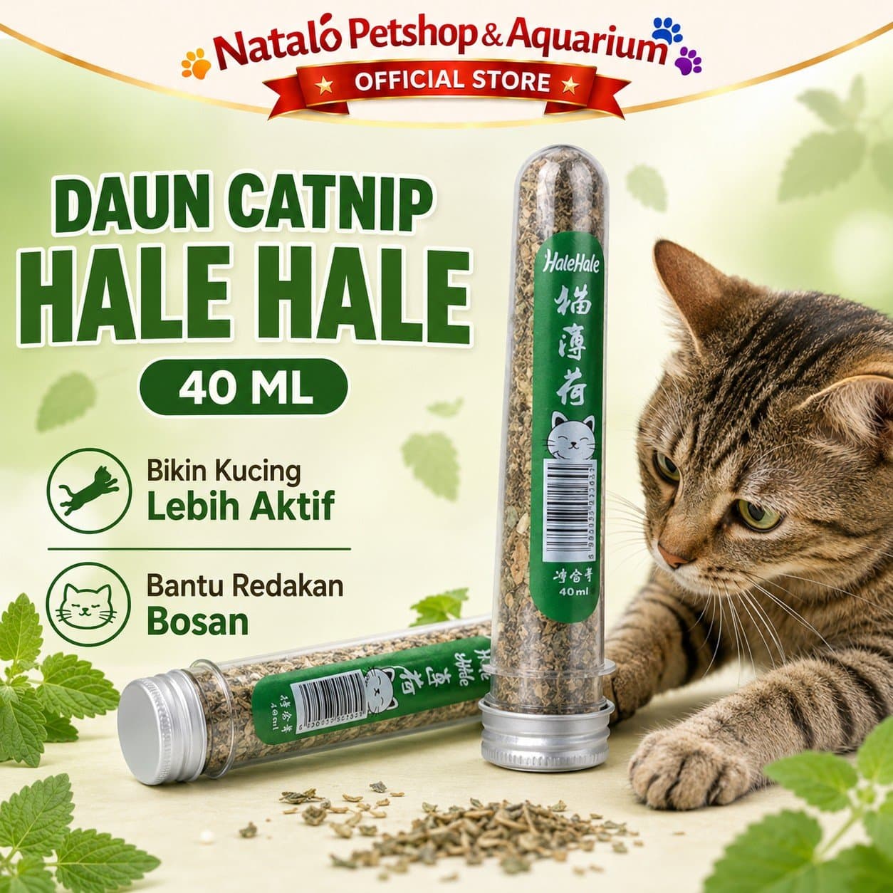 Daun Catnip 40ML Kucing Cat Kitten Tube Cat Nip Penenang Anti Stress Catnip tube / tabung /Cat Nip Kucing - gambar 1