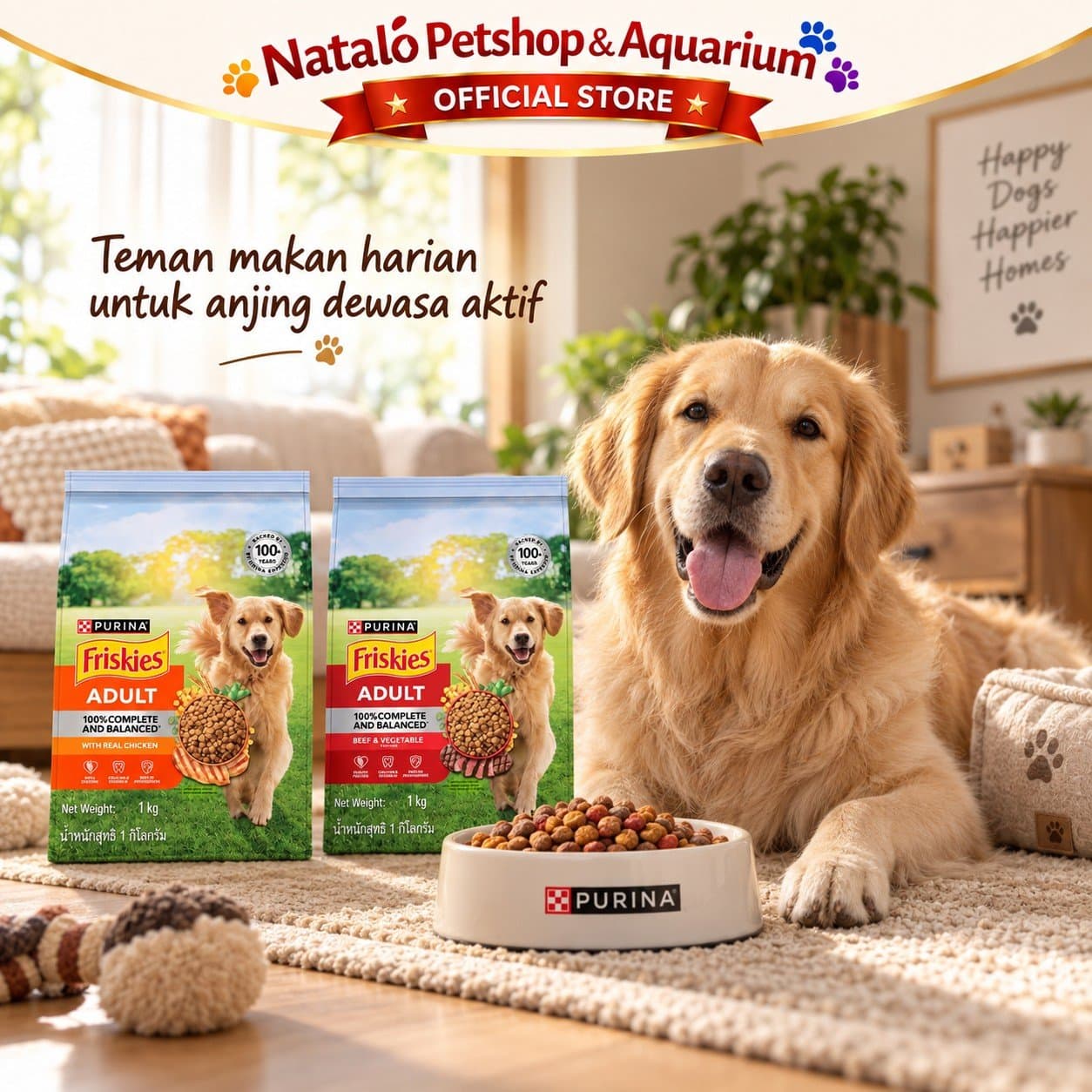 Friskies Real Chicken / Beef & Vegetable 1KG Adult Dry Dog Food - Makanan Kering Anjing Dewasa Rasa Sapi / Ayam 1 KG - gambar 5