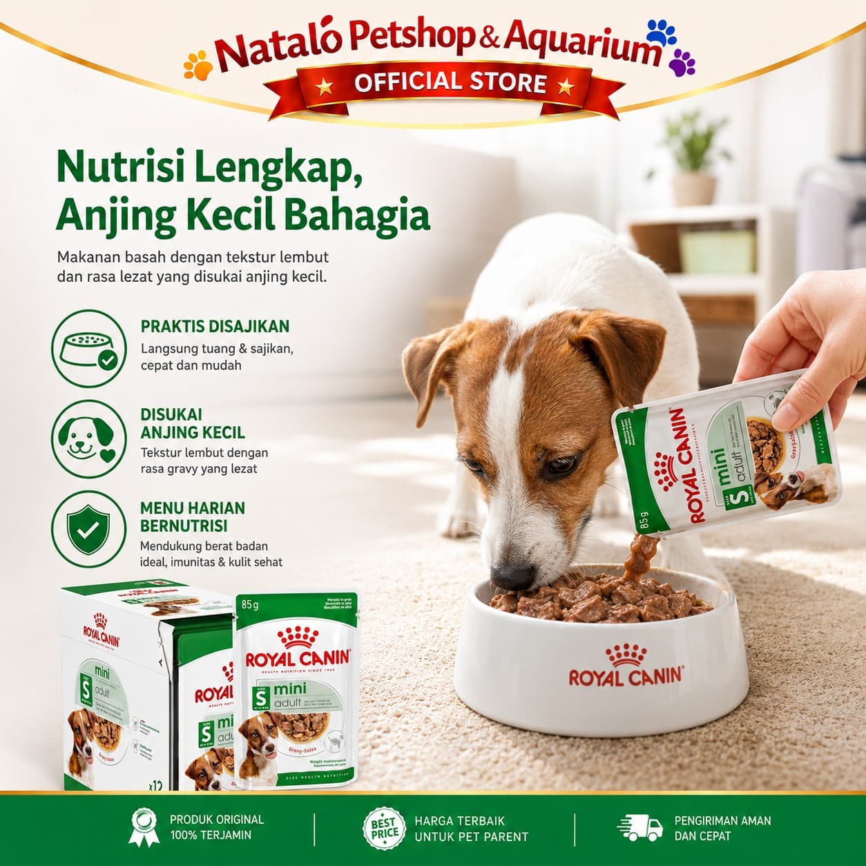 Royal Canin Mini Adult Pouch Dog Wet Food 1 BOX isi (12pcs X 85gr) - Makanan Basah Saset Anjing Dewasa - gambar 5