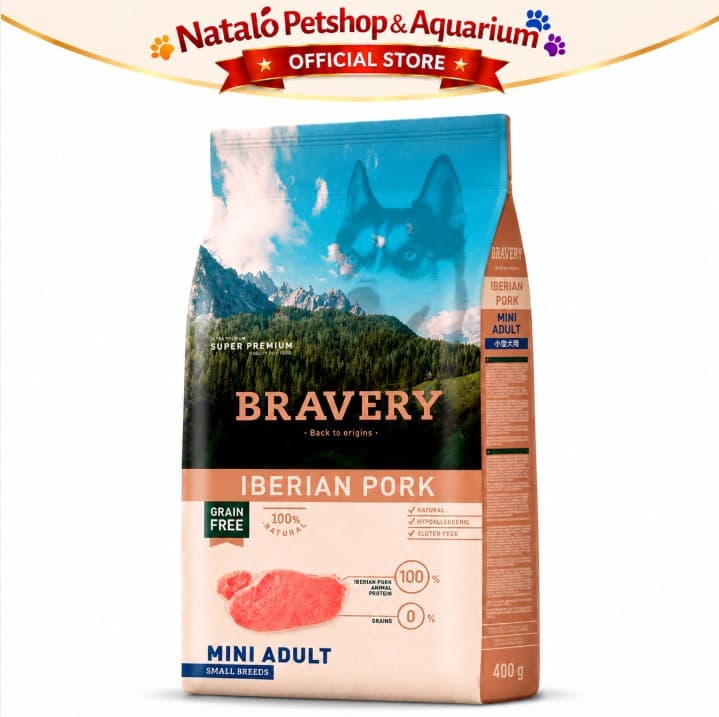 Bravery Mini Adult PORK 400GR Makanan Anjing Small Breed Adult Dog Food Premium Pelet 400 gr - gambar 6