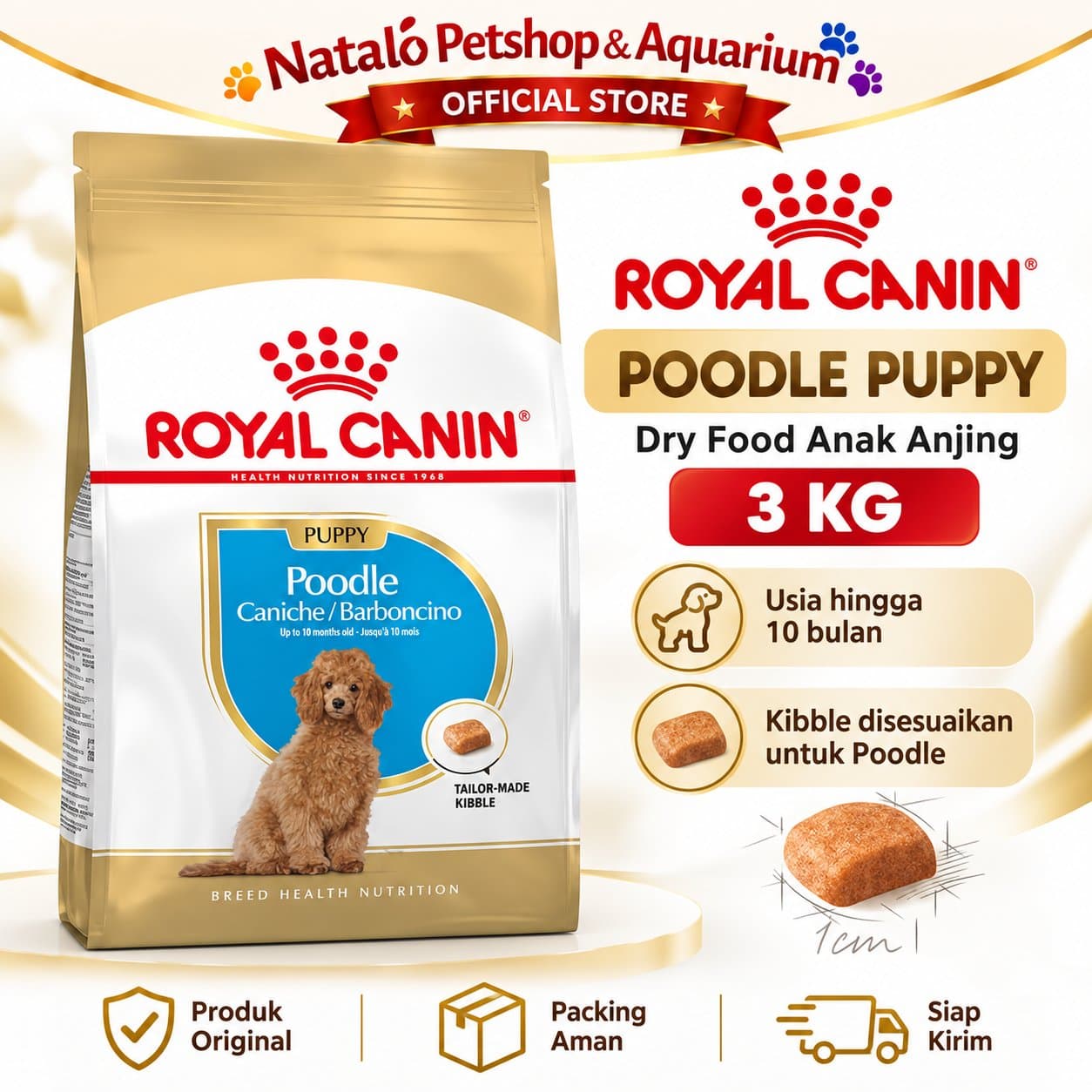Royal Canin Poodle Puppy 3KG Dry Dog Food Junior - Makanan Anak Anjing Ras Pudel Super Premium 3 KG - gambar 1
