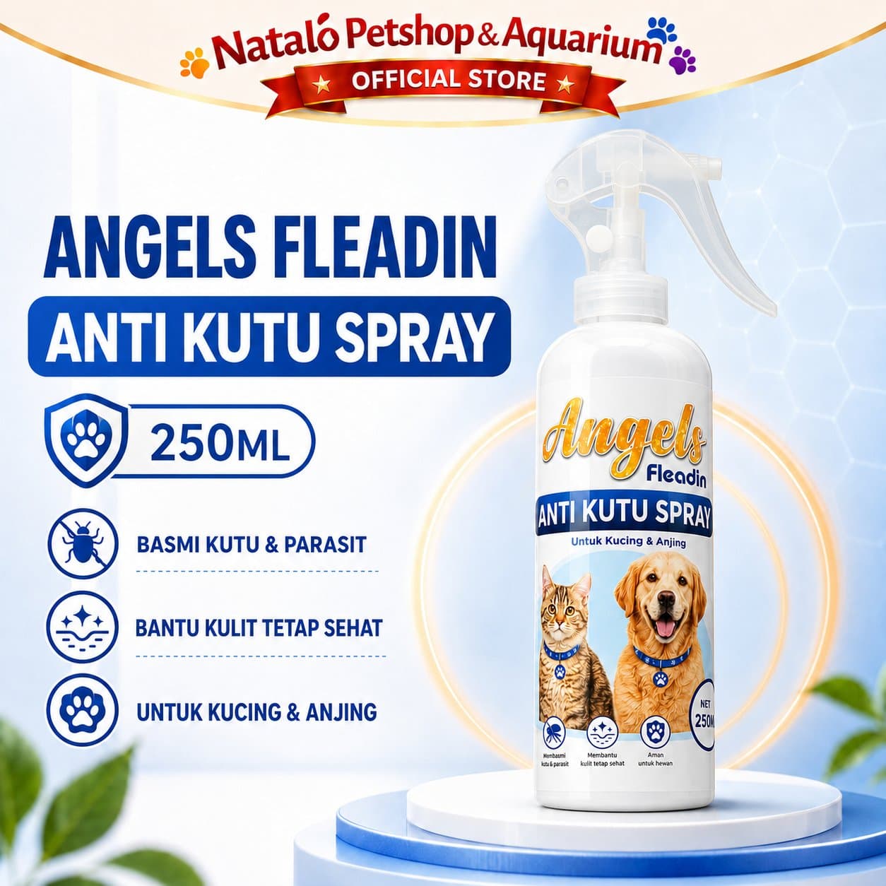Angels FLEADIN SPRAY 250ML Obat Kutu Semprot Hewan Kucing Anjing Hewan Peliharaan for Pet Cat Dog Flea Tick - gambar 7