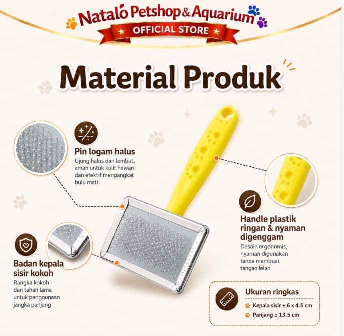 Sisir BR 203 Kecil - Slicker Hewan Kucing Anjing Kelinci anak bulu - gambar 4