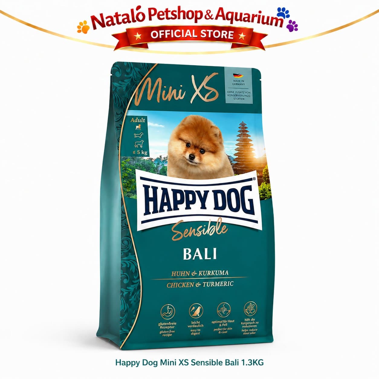 Happy Dog Supreme Mini XS Sensible Bali 1.3 KG Small Breed Dog Food - Makanan Anjing Dewasa Ras Kecil Freshpack 1.3KG - gambar 6