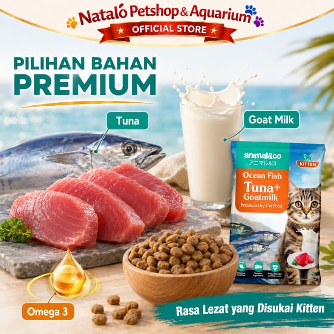 Animal&Co Kitten 800GR Ocean Fish Tuna with Goat Milk Premium Dry Cat Food 800 GR - Makanan Kucing Anakan Animal n Co - gambar 4