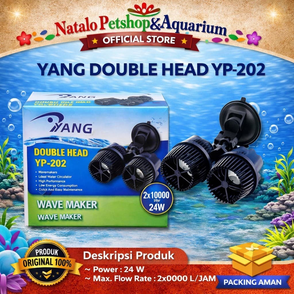 YANG YP-202 Wave Maker Double - Mesin YP 202 Pembuat Arus Ombak Air Aquarium Kolam Aquascape