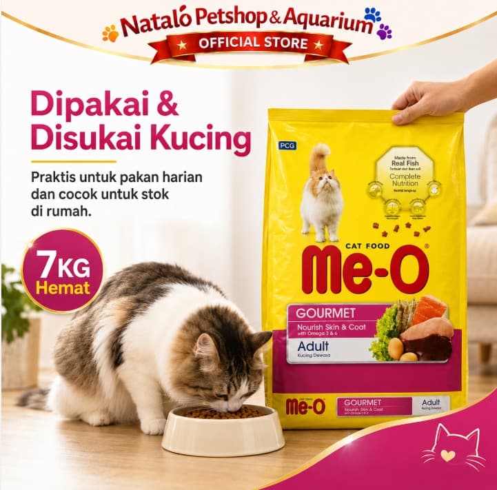 Me-O Adult Cat Food Gourmet 7KG - Makanan Kucing Dewasa Premium Meo 7 KG Kering Dry Food Pelet Pakan Rasa Ikan Meo Me o - gambar 5