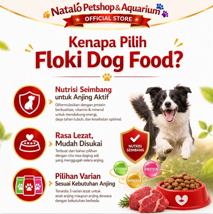 Floki Dog Food 1KG Adult Beef - Lamb and Rice / Puppy Dry Premium - gambar 2