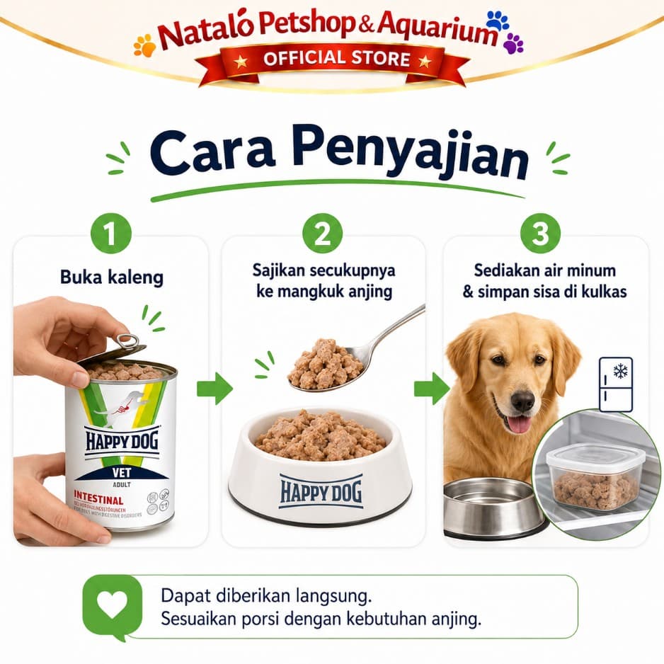 Happy Dog Intestinal Kaleng 400GR Vet Veterinary Wet Dog Food Makanan Basah Anjing Khusus Diare Canned 400 GR masalah pencernaan royal gastro - gambar 2