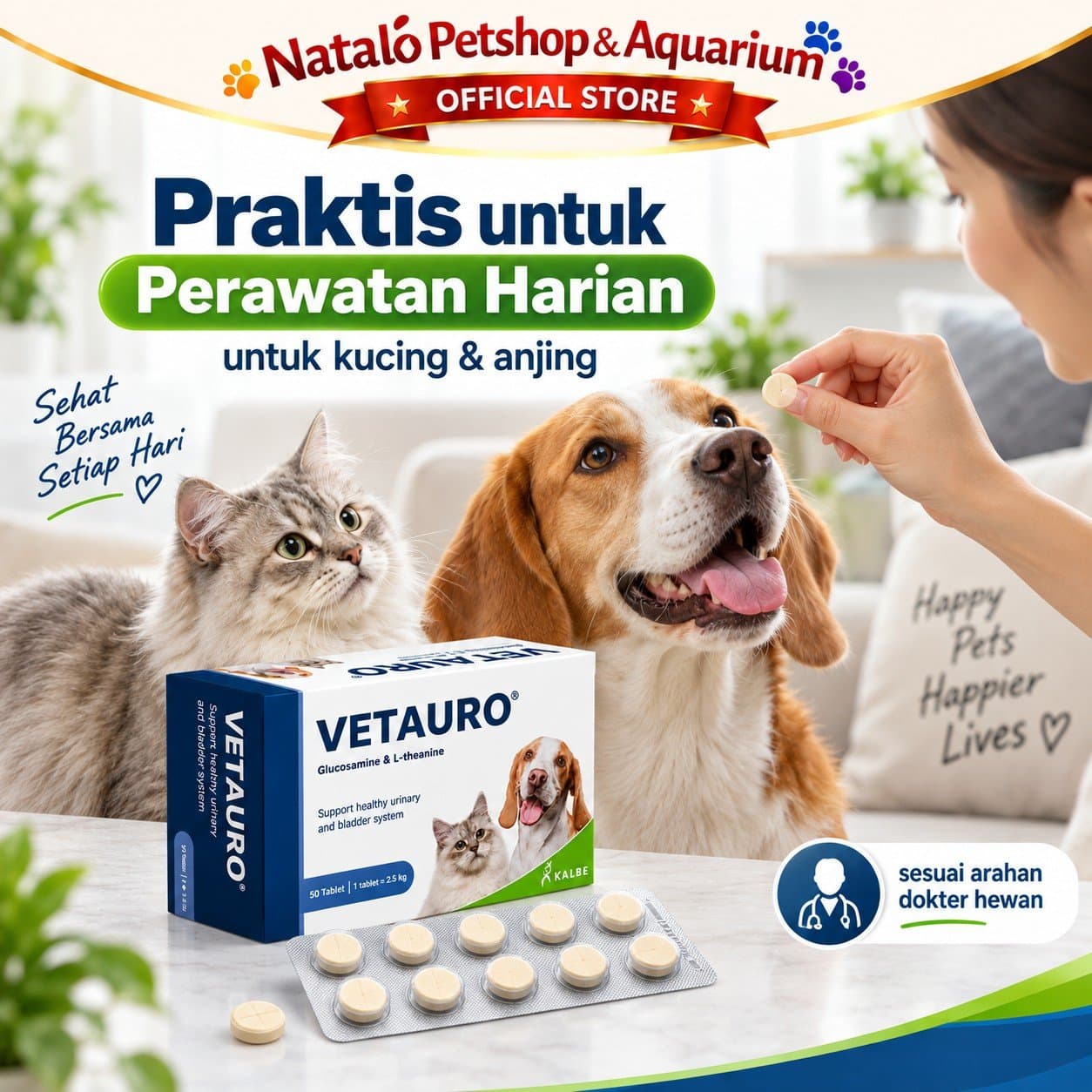 VETAURO dari Kalbe - Suplemen untuk Mengobati dan Mengurangi Infeksi Saluran Kencing Kemih Kucing dan Anjing FLUTD FUS - gambar 5