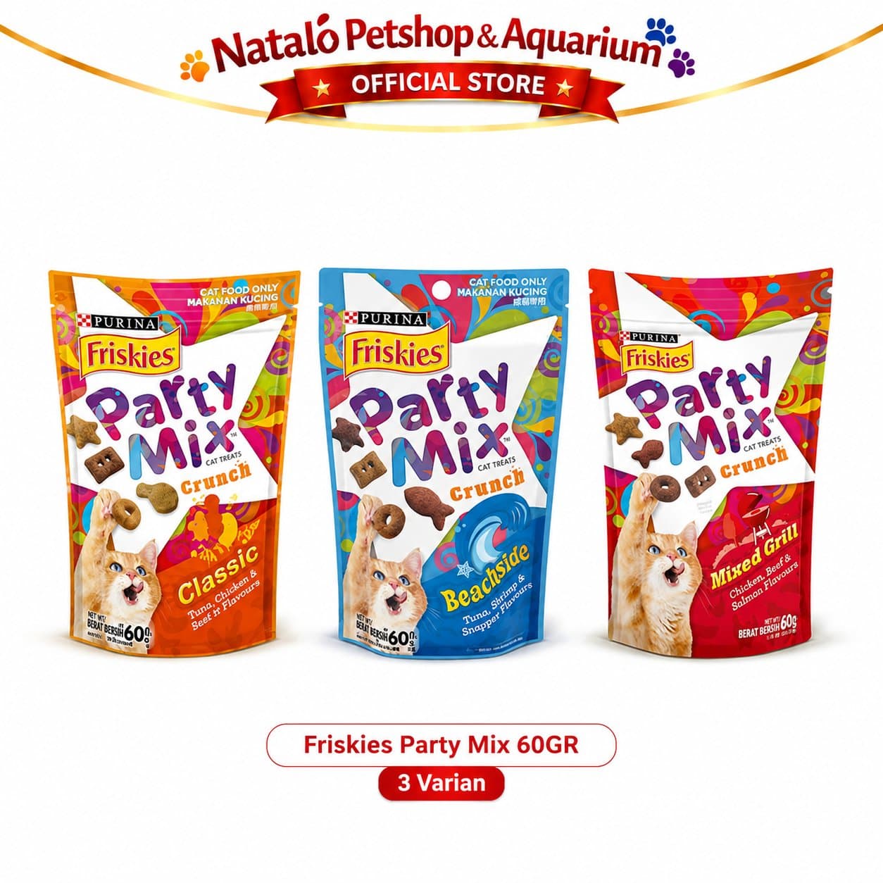 Friskies Party Mix 60GR Cat Treats - Snack Kucing Kering / Jajanan enak / Cemilan Treat Kering Kibble Kitten Adult - gambar 6