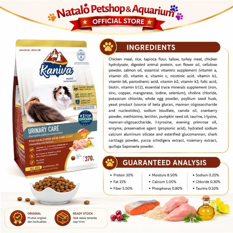Kaniva Urinary Care Cat 370GR Dry Food - Masalah Kantung Kemih Susah Pipis - Holistic Healthy Skin and Coat - Premium Makanan Kucing Kering untuk Segala Usia All Life Stages Adult Kitten Dewasa Anak K - gambar 4