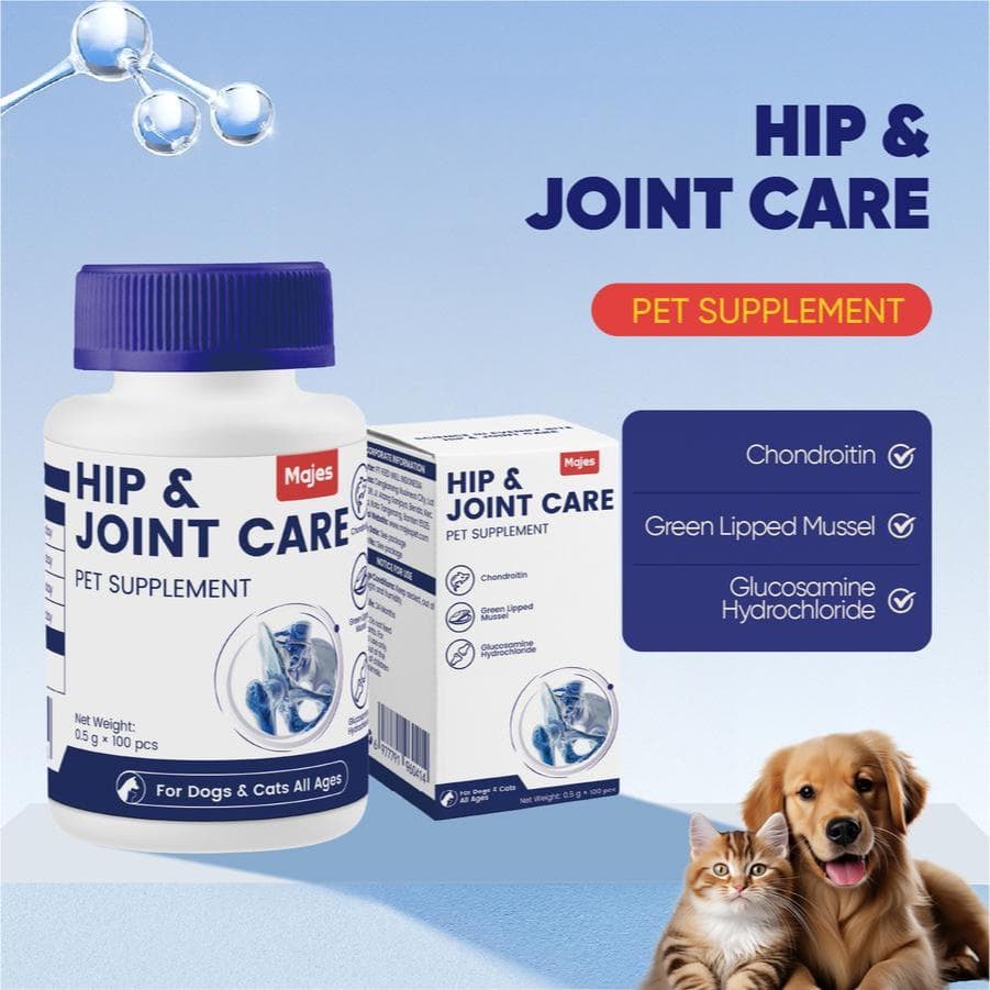 MAJES Hip & Joint Care Pet Supplements untuk Kesehatan Sendi Kucing dan Anjing 100 Tablets - gambar 1