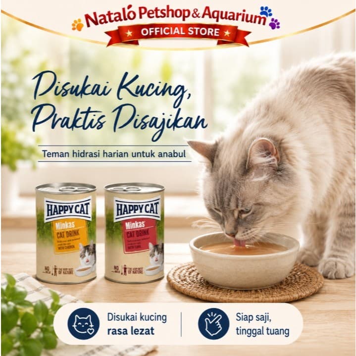 Happy Cat Drink 135ML Minkas Wet Food Kaleng Minuman Basah Kucing - gambar 4