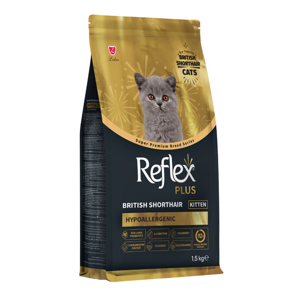 Reflex Plus Kitten British Shorthair Hypoallergenic - Makanan Kucing Super Premium Breed Series 1.5KG - gambar 1