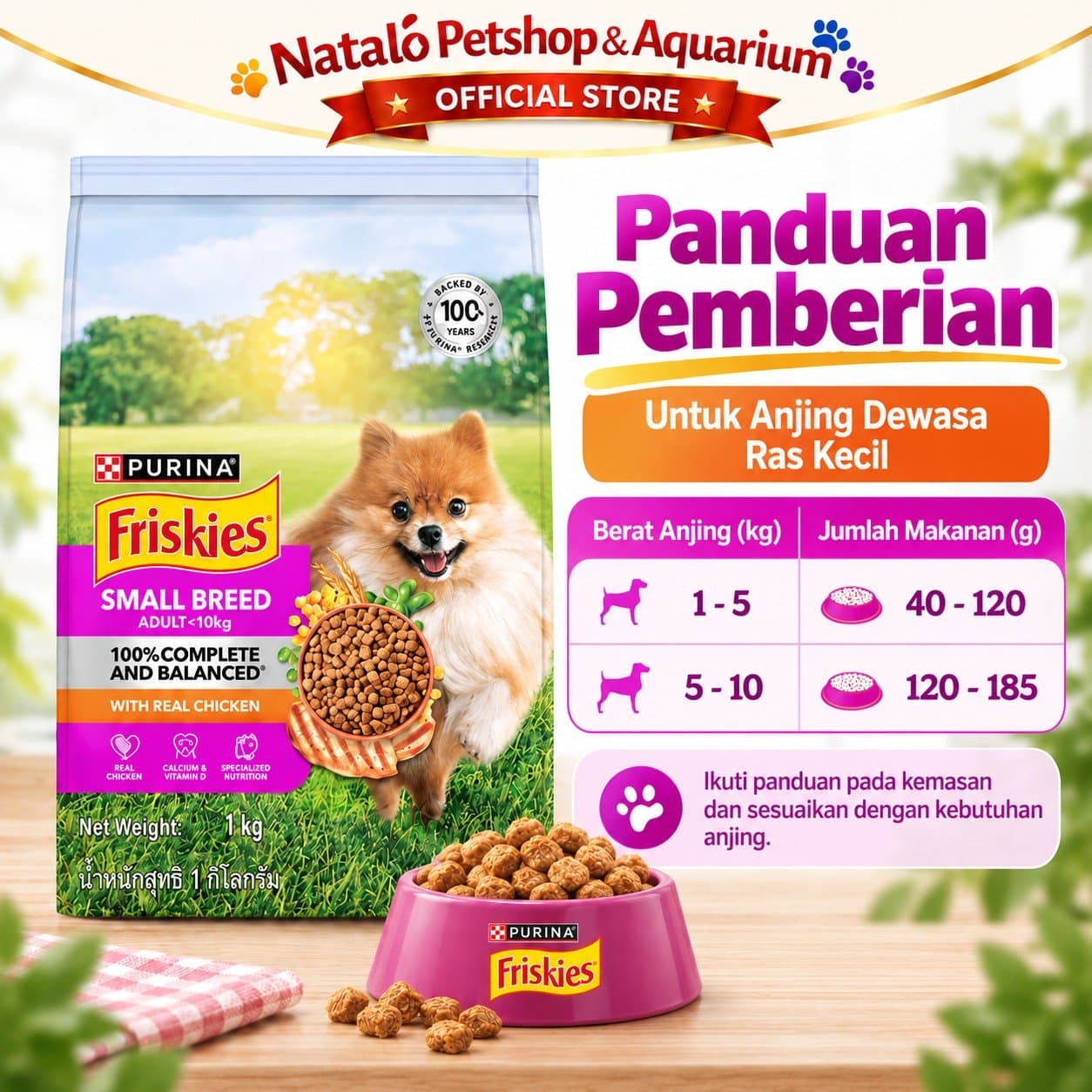 Friskies Small Breed Adult Dry Dog Food 1KG - Makanan Kering Anjing Dewasa Ras Mini 1 KG - gambar 3