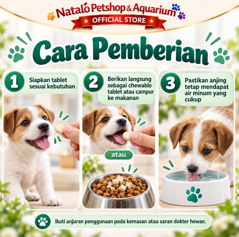 Sure Grow 100 Tablet Vitamin Anjing Puppy Calcium Kalsium Fosfor Vitamin A D Suplemen Pertumbuhan Tulang & Gigi - gambar 3