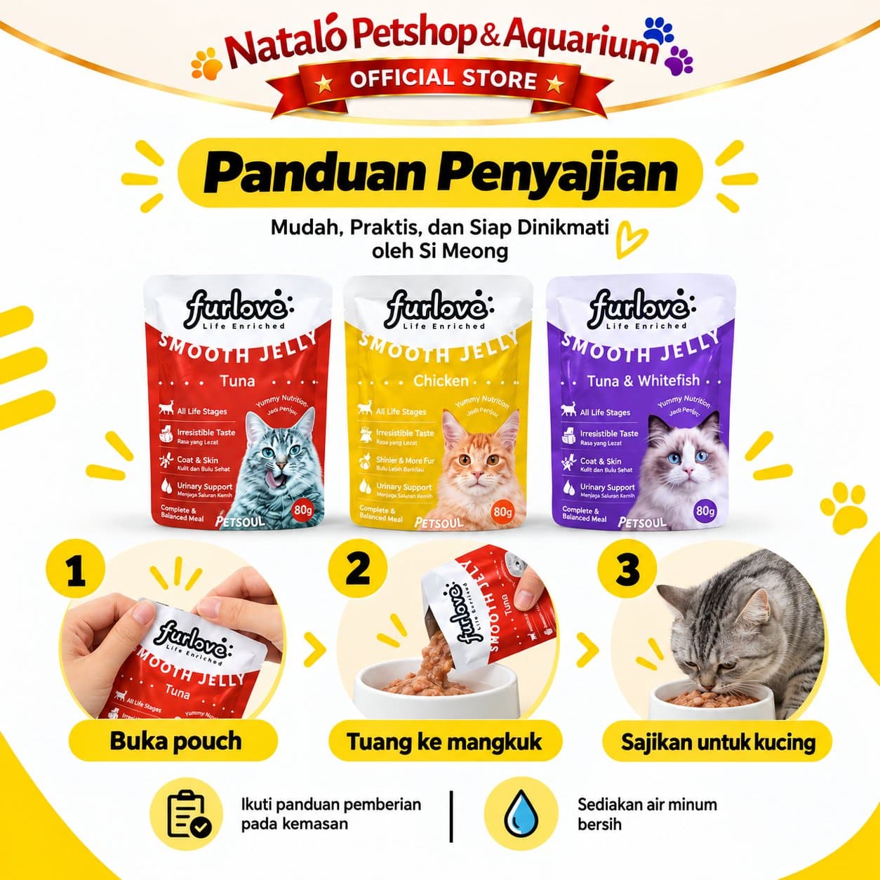 Furlove Pouch Wet Cat Food All Life Stages 80GR - Makanan Basah Sachet Kucing Semua Tahap Usia / Umur Murah 80 GR - gambar 3