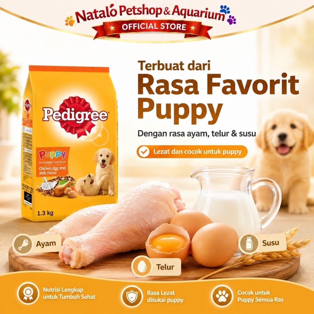 PEDIGREE PUPPY 1.3KG Chicken Egg & Milk Dry Dog Food / Makanan anak anjing - gambar 4