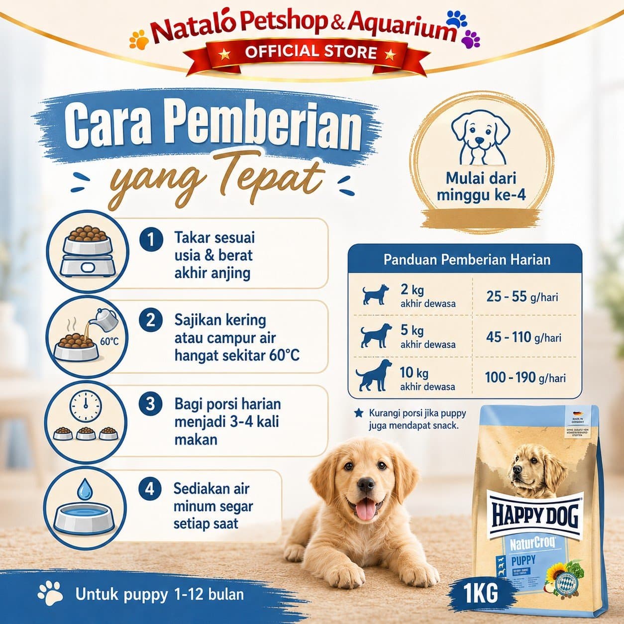 Happy Dog NaturCroq Puppy 1KG Medium Large Breed Dog Food - Makanan Anak Anjing Ras Besar Premium 1 KG - gambar 3