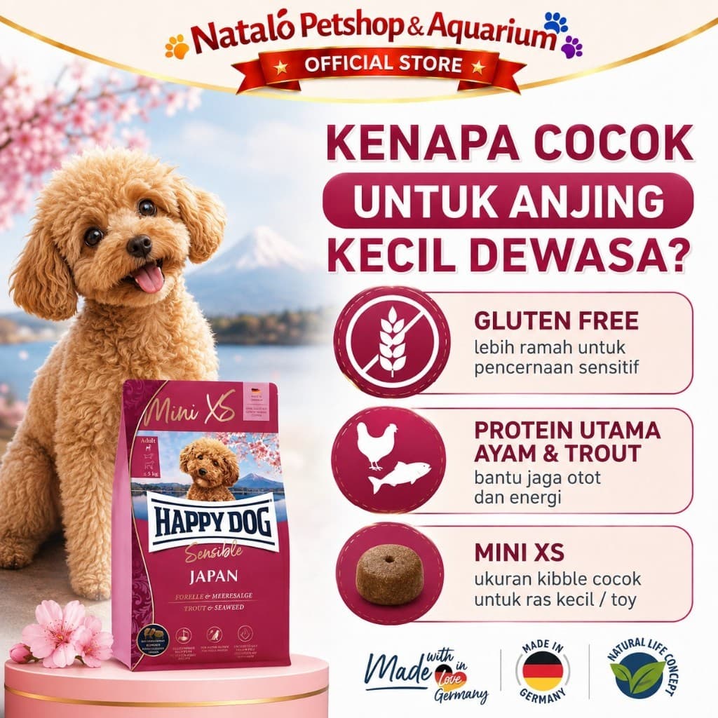 Happy Dog Supreme Mini XS Sensible Japan 1.3 KG -  Makanan Anjing Dewasa Ras Kecil Freshpack 1.3KG - gambar 2