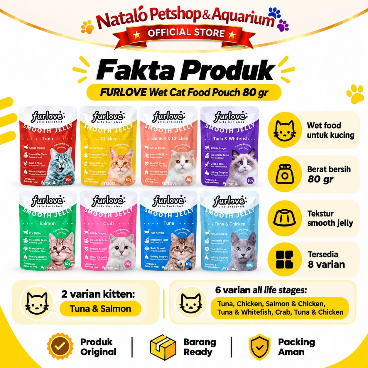 Furlove Pouch Wet Cat Food All Life Stages 80GR - Makanan Basah Sachet Kucing Semua Tahap Usia / Umur Murah 80 GR - gambar 4