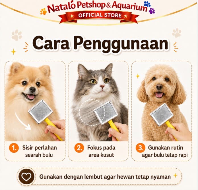 Sisir BR 203 Kecil - Slicker Hewan Kucing Anjing Kelinci anak bulu - gambar 3