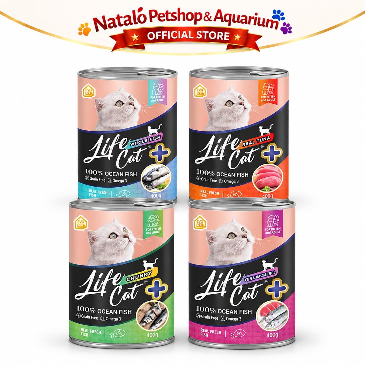 Life Cat Plus + 1 DUS (24pcs x 400gr) Wet Cat Food for Kitten & Adult - Makanan Basah Kaleng Lifecat Kucing Semua Tahap Usia / Umur - gambar 6