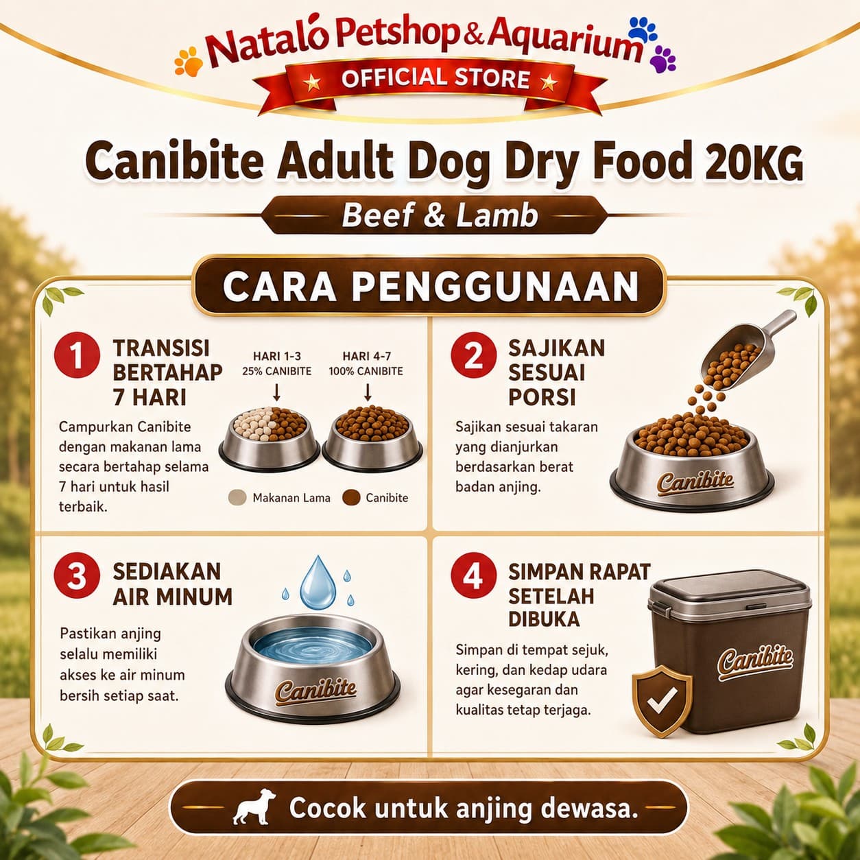 Canibite Adult Dry Dog Food Beef / Lamb 20KG - Makanan Kering Anjing Dewasa 20 KG - gambar 3