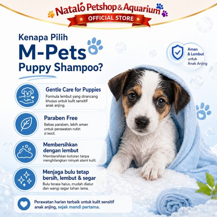 M-Pets Shampoo Dog for PUPPY 250ML - Sampo Anak Anjing / Lembut Bulu Wangi tanpa Pengawet Clean - gambar 2