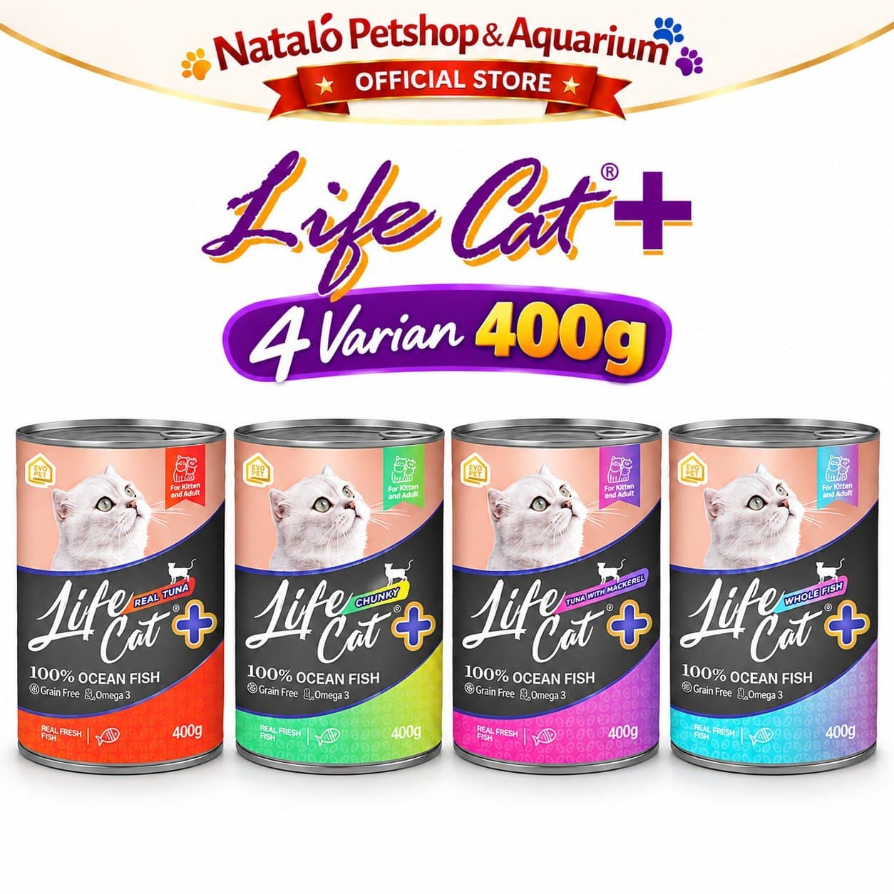 Life Cat Plus + 400GR Wet Cat Food for Kitten & Adult - Makanan Basah Kaleng Lifecat Kucing Semua Tahap Usia / Umur 400 GR - gambar 6