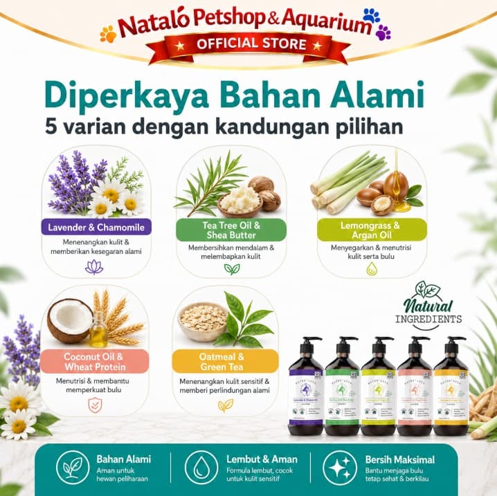 M-Pets Natur'luxe Shampoo 500ML for Cat and Dog Sampo untuk Kucing dan Anjing - gambar 4