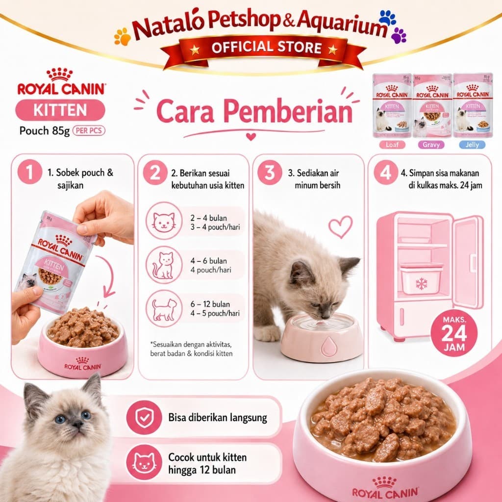 Royal Canin Kitten in Jelly / Gravy  / Loaf 85GR - Makanan Basah Kucing -Pouch/Sachet Wet Cat food - gambar 3