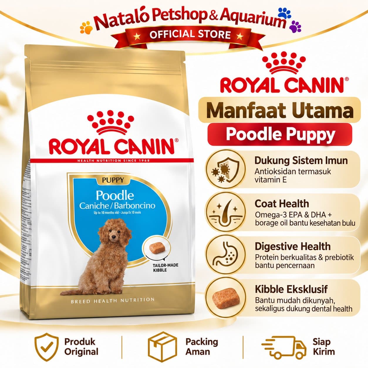 Royal Canin Poodle Puppy 3KG Dry Dog Food Junior - Makanan Anak Anjing Ras Pudel Super Premium 3 KG - gambar 2
