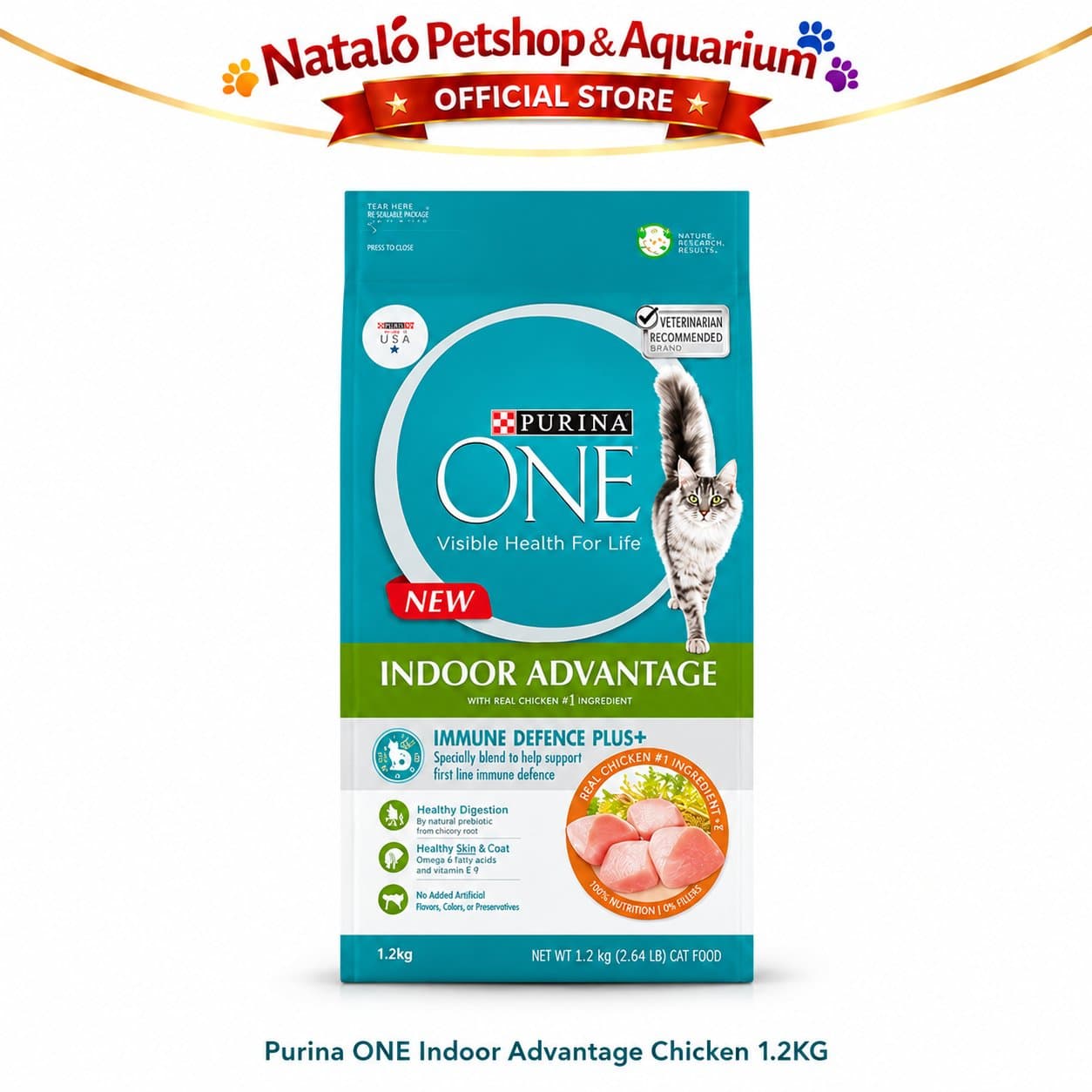 PURINA ONE Indoor Advantage with Chicken 1.2KG Adult Dry Cat Food - Makanan Kering Kucing Dewasa Dalam Rumah / Membantu Mengurangi Bau Feses 1.2 KG - gambar 7