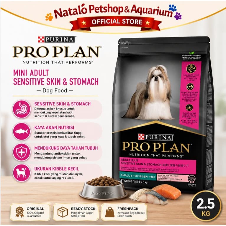 PRO PLAN Sensitive Skin & Stomach Small & Toy / Mini Breed Adult Dog Food 2.5KG - Makanan Anjing Dewasa PROPLAN Ras Kecil Rasa Salmon & Mackerel 2.5 KG - gambar 2