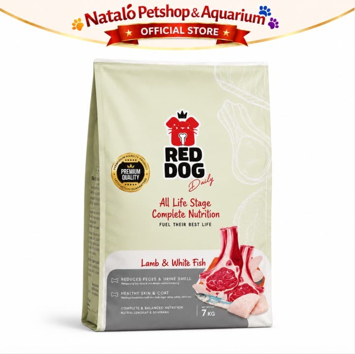 Red Dog 7KG Lamb & White Fish All Life Stages Complete Nutrition Dry Food Reddog 7 KG All Life Stages and Breed Small Medium Large Puppy Adult Segala Usia dan Ras - gambar 6