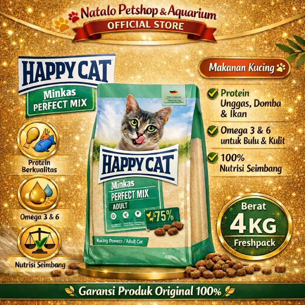 Happy Cat Minkas Perfect Mix 4KG Adult Dry Cat Food - Makanan Kering Kucing Dewasa Premium 4 KG - gambar 1