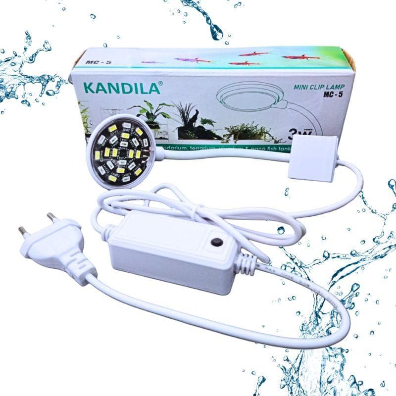 Kandila MC-5 Lampu LED Jepit Aquarium 3W 3 Mode Mini Clip Aquascape Nano Tank 20-40cm - gambar 1