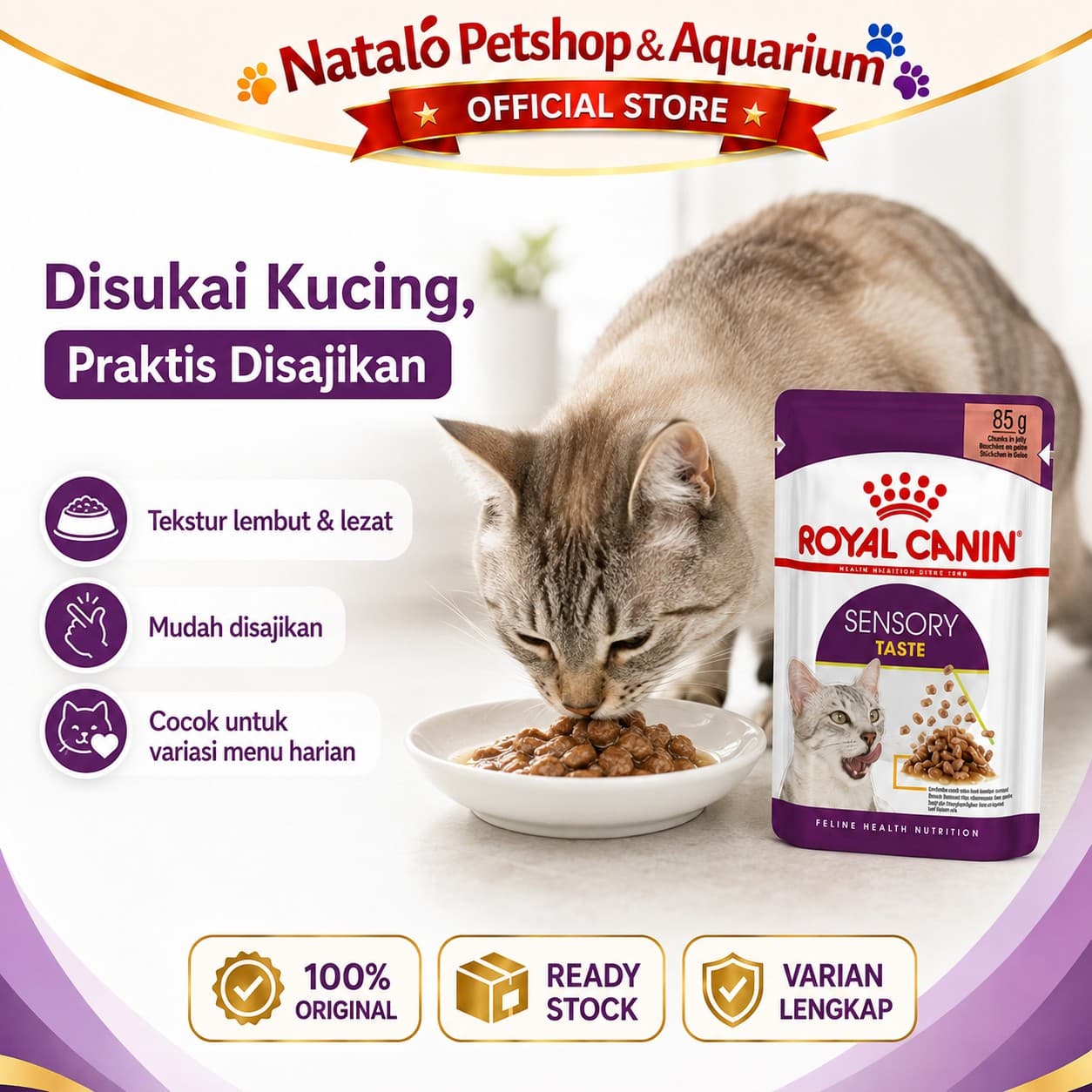 Royal Canin Sensory Feel - Taste - Smell Pouch Wet Food 1 BOX isi (12pcs X 85gr) - Makanan Basah Saset Kucing - gambar 7