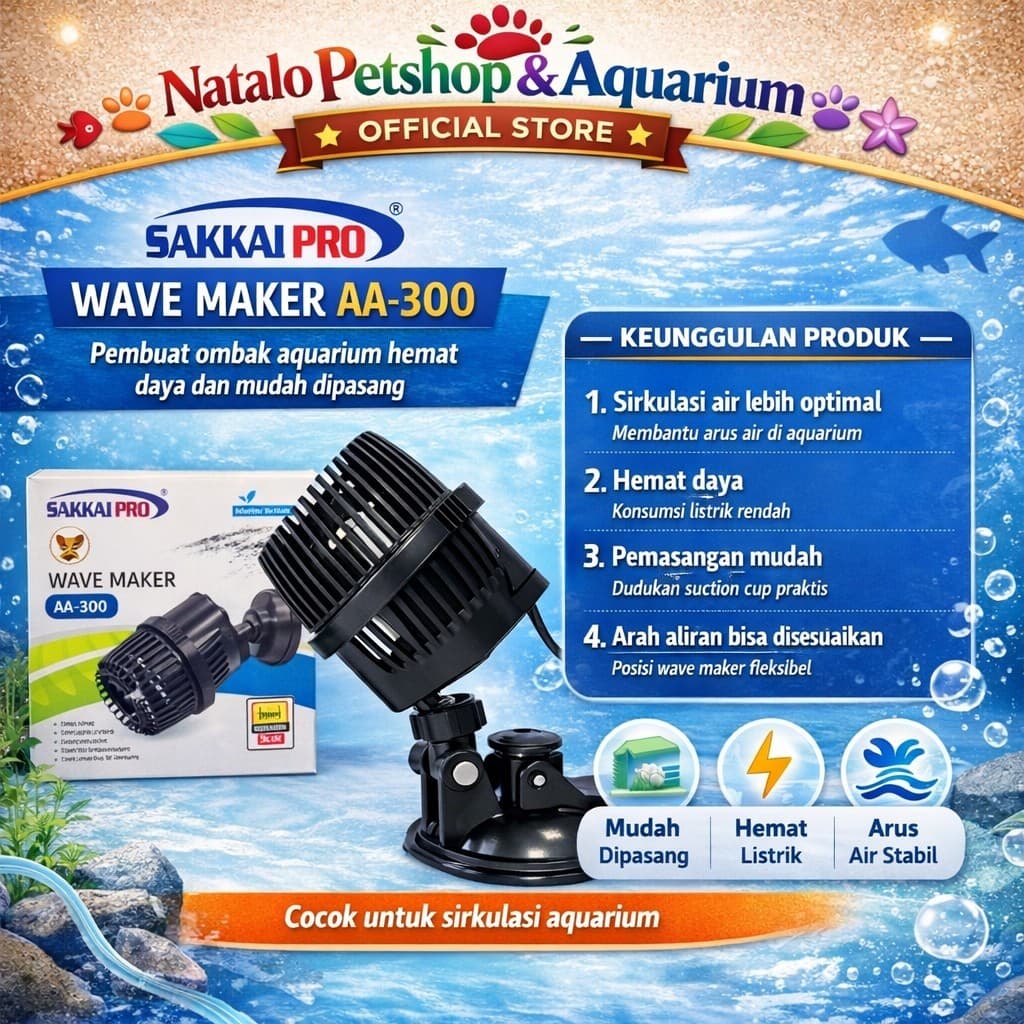 Sakkai Pro Wave Maker AA 300 - Mesin Pembuat Ombak Arus Aquarium Kolam Aquascape AA-300 - gambar 1