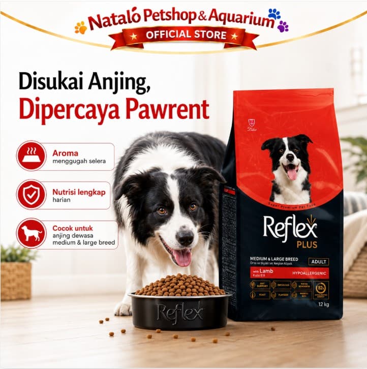 Reflex Plus Medium & Large Breed Adult Lamb & Rice 12KG - Makanan Anjing Dewasa Super Premium 12 KG - gambar 5