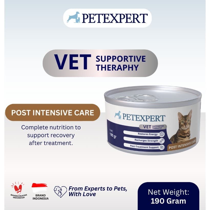 Pet Expert POST INTENSIVE CARE for CAT RECOVERY 190GR - Vet Supportive Therapy Treatment / Makanan Basah Kaleng Pasca Operasi Penyembuhan PETEXPERT 190 GR - gambar 1