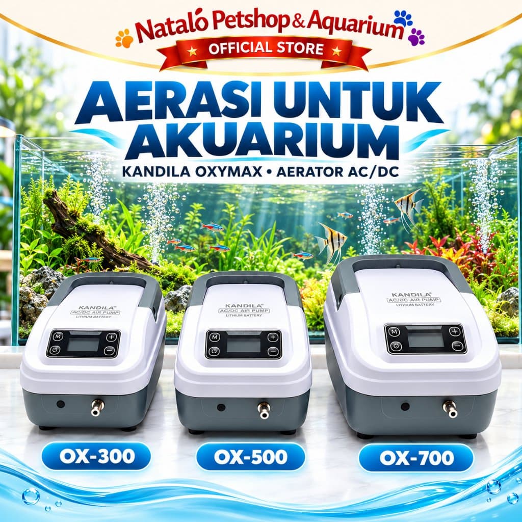 KANDILA OXYMAX OX-300 OX-500 OX-700 Aerator AC DC Pompa Udara Aquarium Kolam Ikan Baterai Lithium - gambar 5
