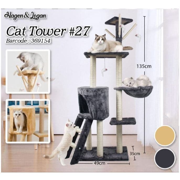 Cat Tower 27 Papan Garuk Mainan Kucing Toy Scratcher Garukan Condo / Rumah Tempat Main Bertingkat / House / Home