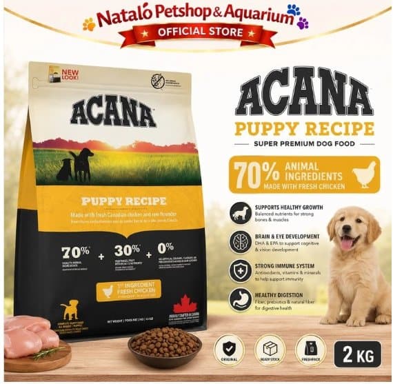 Acana Puppy Recipe 2KG Grain Free Super Premium Dry Dog Food High Protein - Makanan Anak Anjing Kering Tinggi Nutrisi dan Protein Sehat 2 KG Tumbuh Kuat Junior